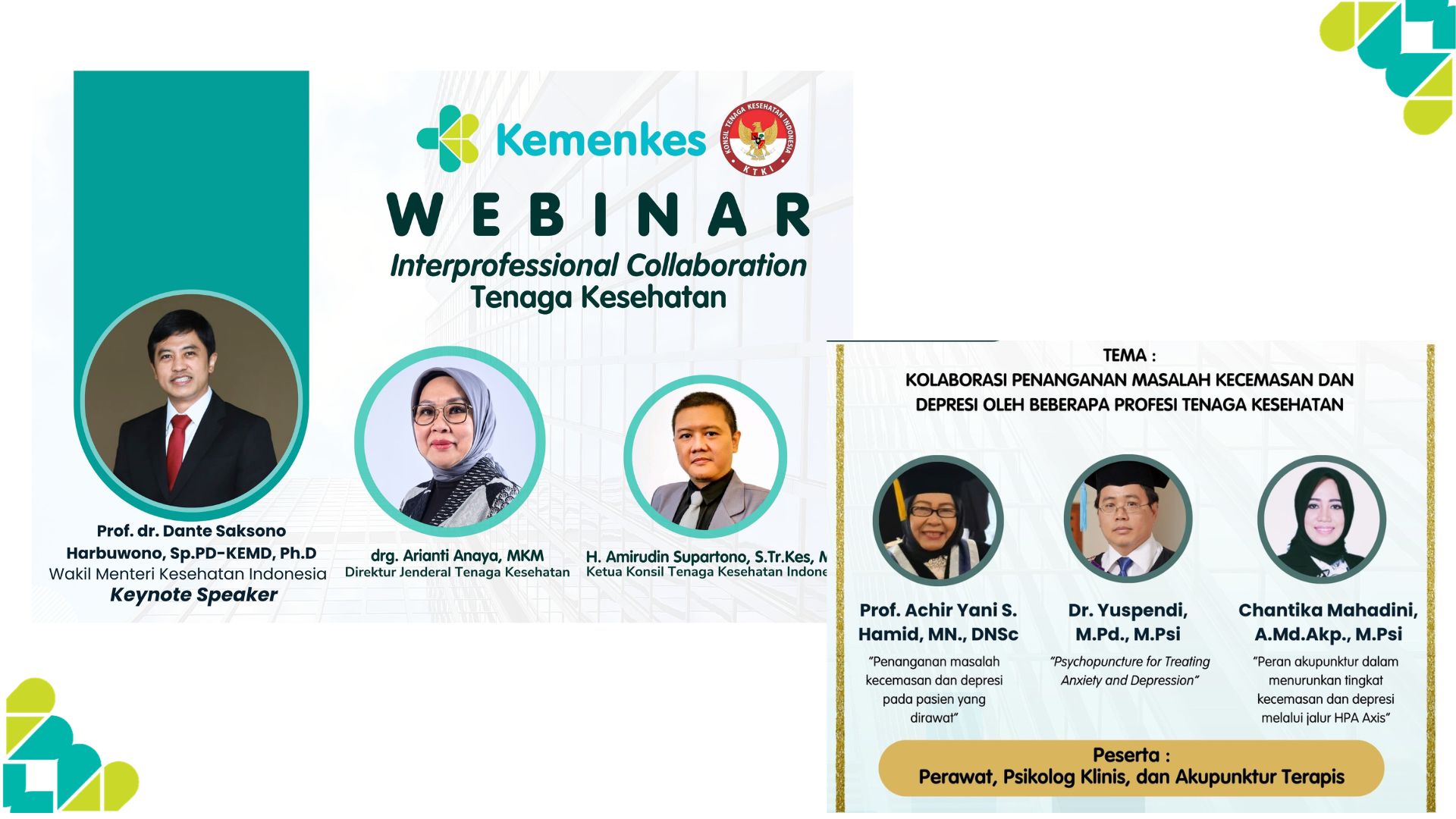 Webinar Tenaga Kesehatan - Kolaborasi Penanganan Masalah Kecemasan dan Depresi oleh Beberapa Profesi Tenaga Kesehatan