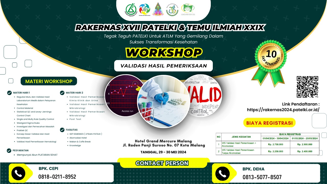 WORKSHOP VALIDASI HASIL PEMERIKSAAN LABORATORIUM MEDIK_RAKERNAS PATELKI KE-XVII TAHUN 2024