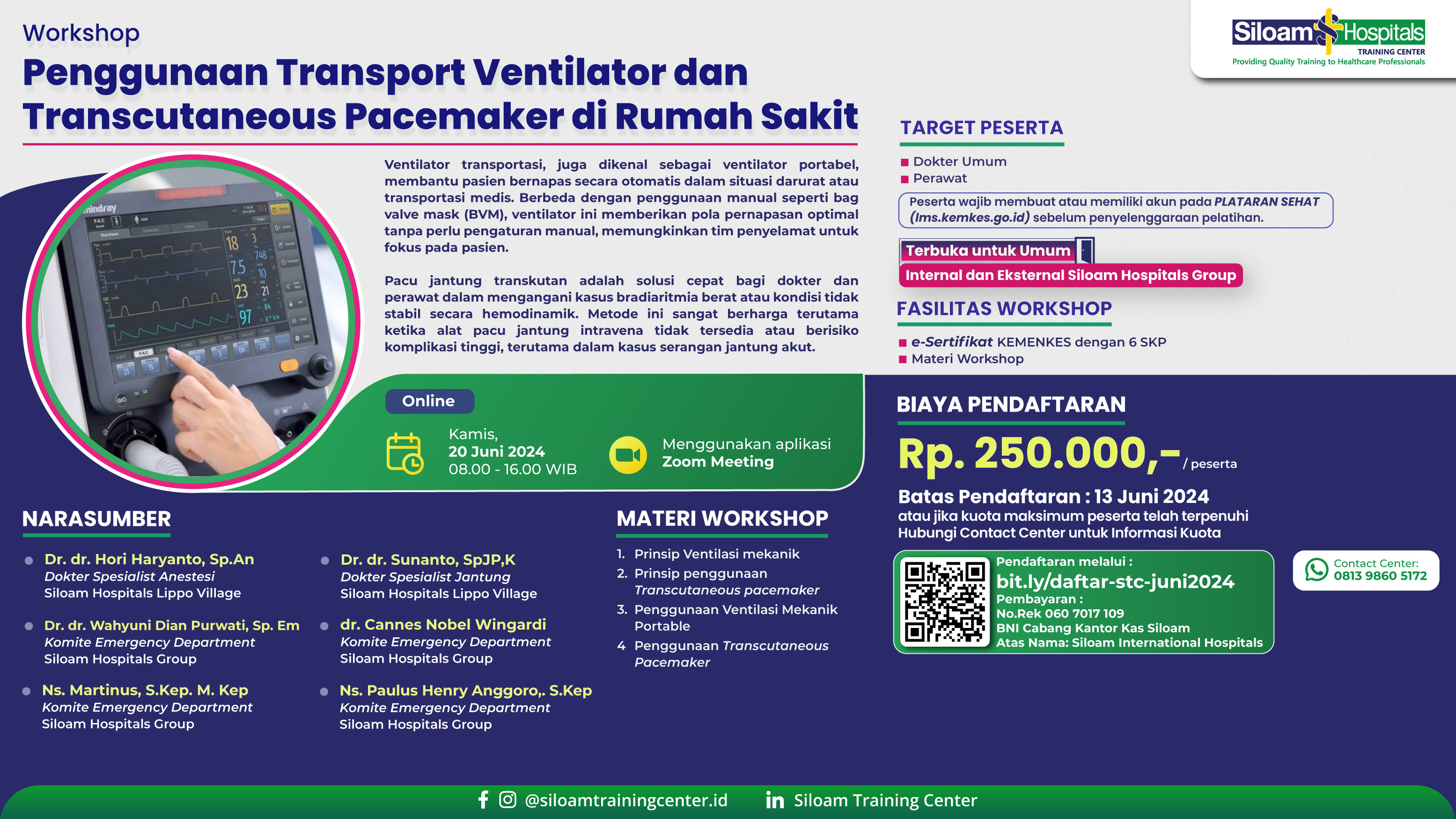 Workshop Penggunaan Transport Ventilator dan Transcutaneous Pacemaker di Rumah Sakit
