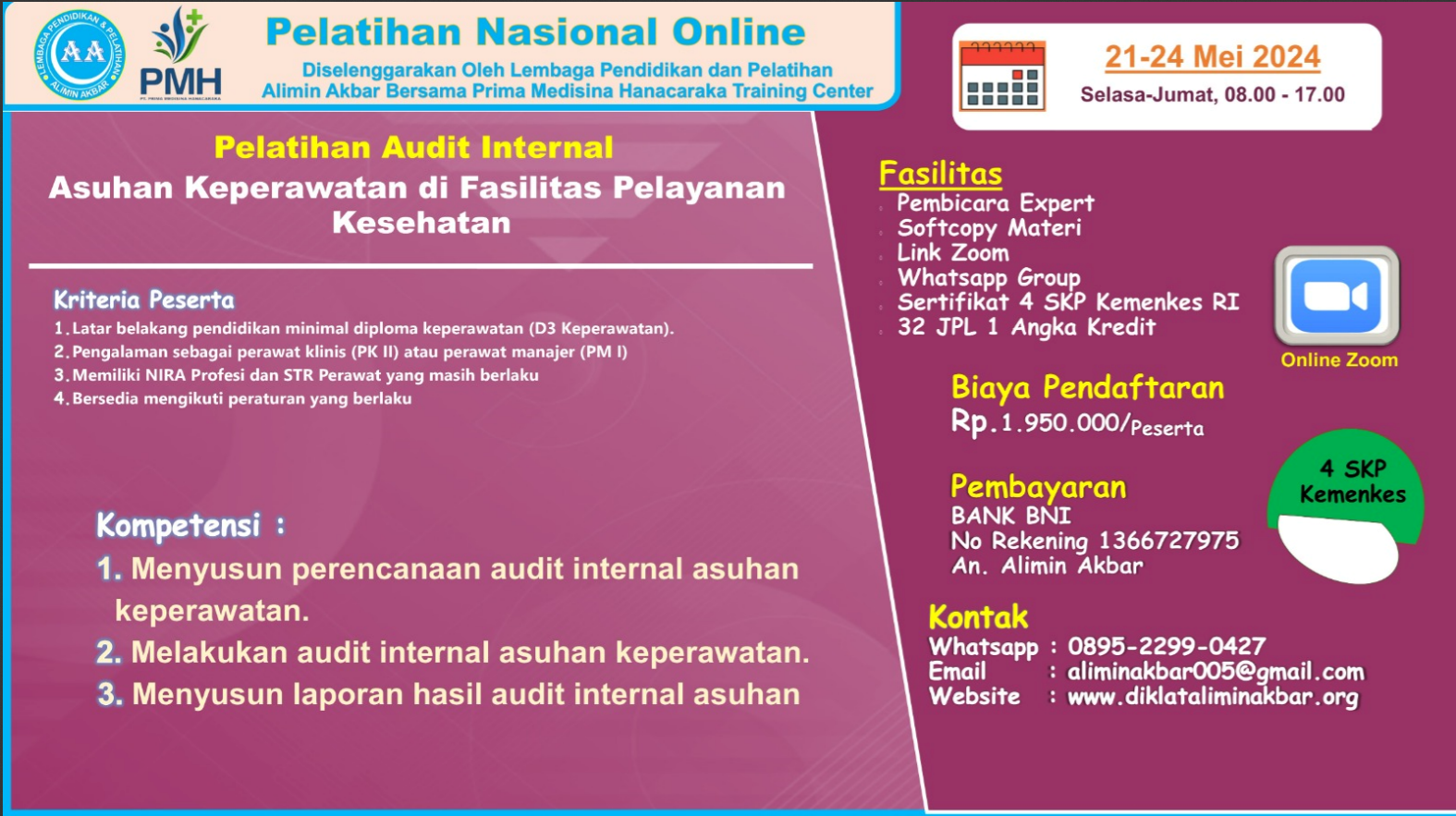 Pelatihan Audit Internal Asuhan Keperawatan di Fasilitas Pelayanan Kesehatan