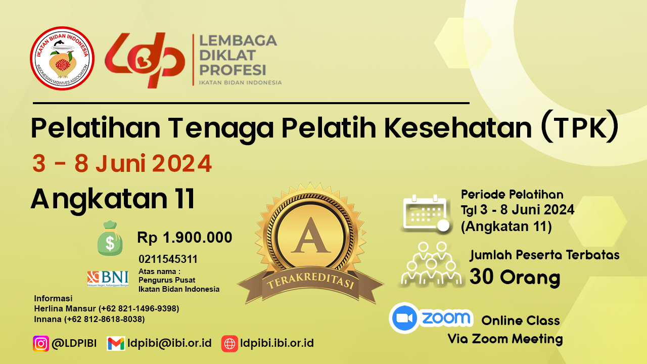 PELATIHAN TENAGA PELATIH KESEHATAN ANGKATAN 11 LDP IBI