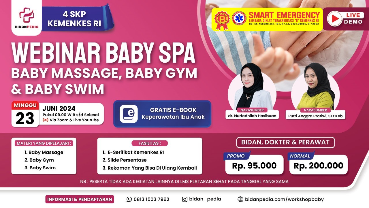 WEBINAR BIDAN PEDIA dengan Judul Baby Massage, Baby Gym  Baby Swim