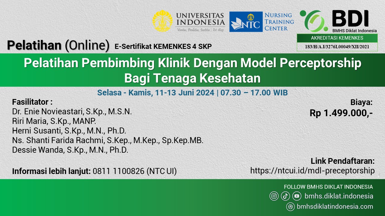 Pelatihan BDI - NTC - Pelatihan Pembimbing Klinik dengan Model Perceptorship bagi Tenaga Kesehatan
