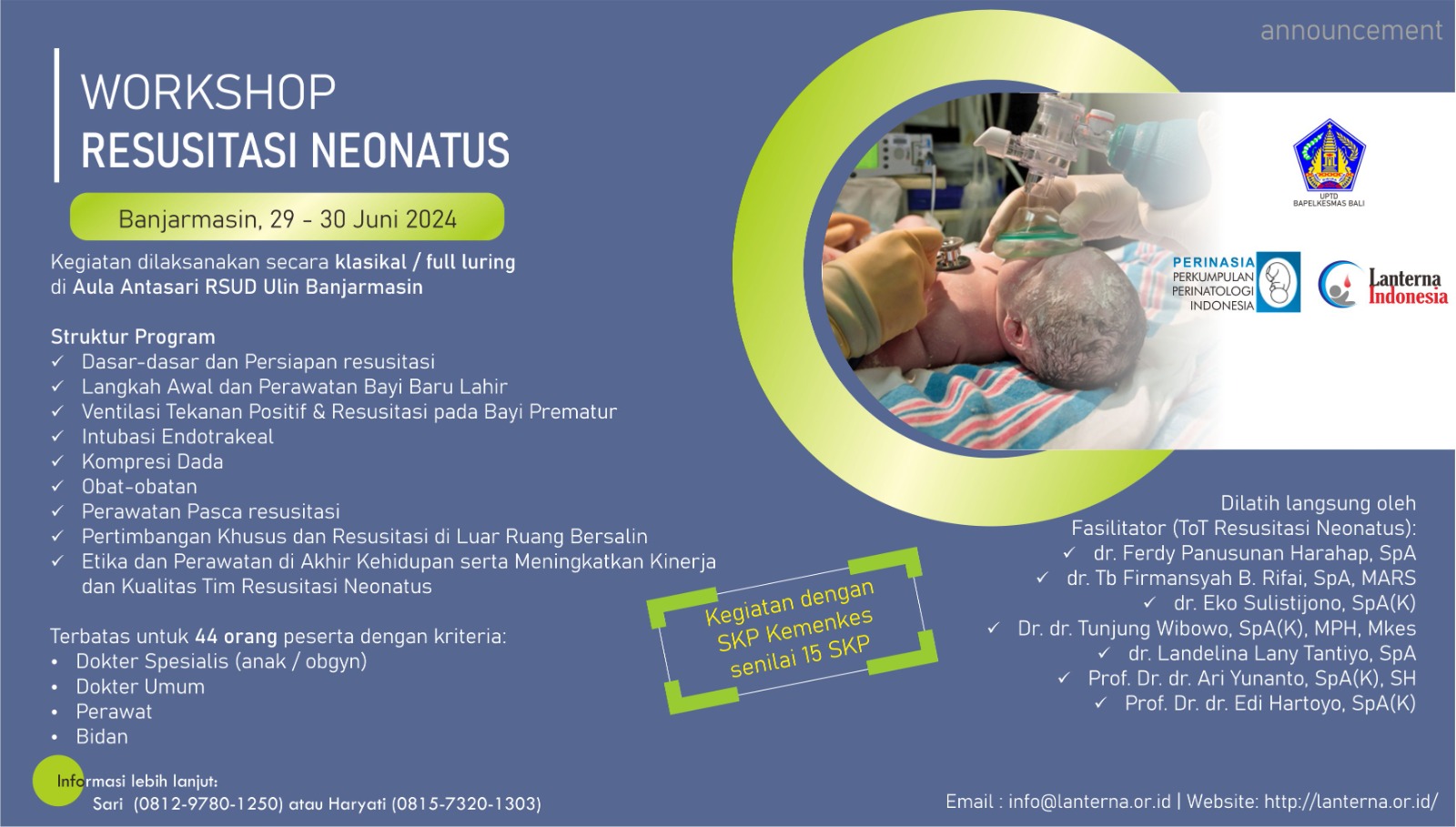 WORKSHOP RESUSITASI NEONATUS PERINASIA PT. LANTERNA