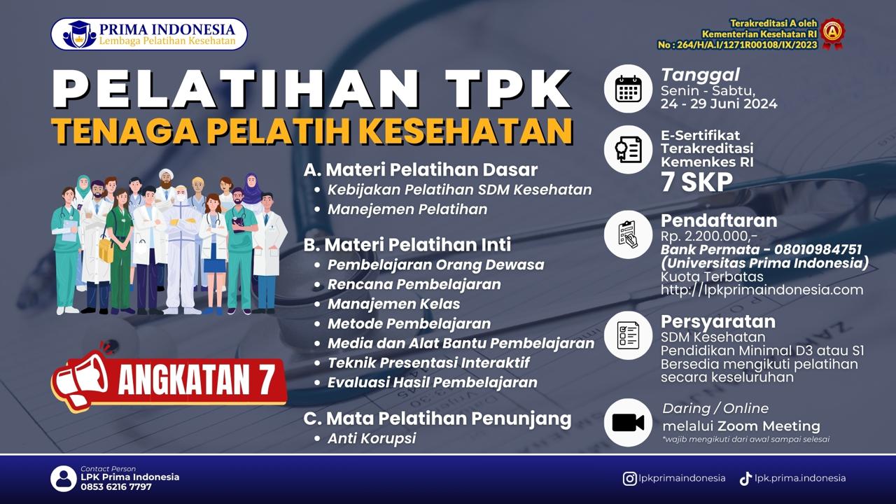 Pelatihan Tenaga Pelatih Kesehatan (TPK) Angkatan VII