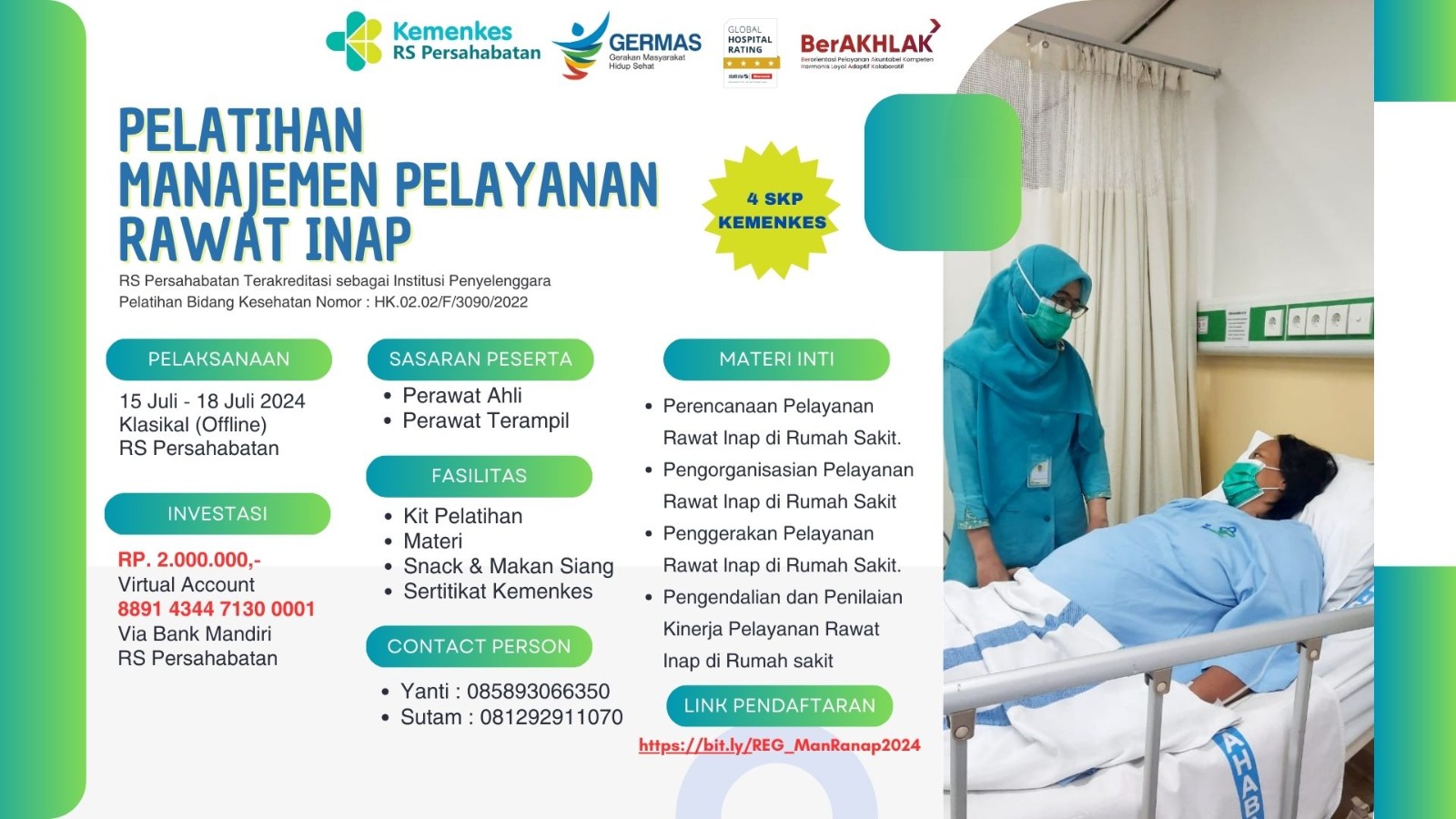 PELATIHAN MANAJEMEN PELAYANAN RAWAT INAP
