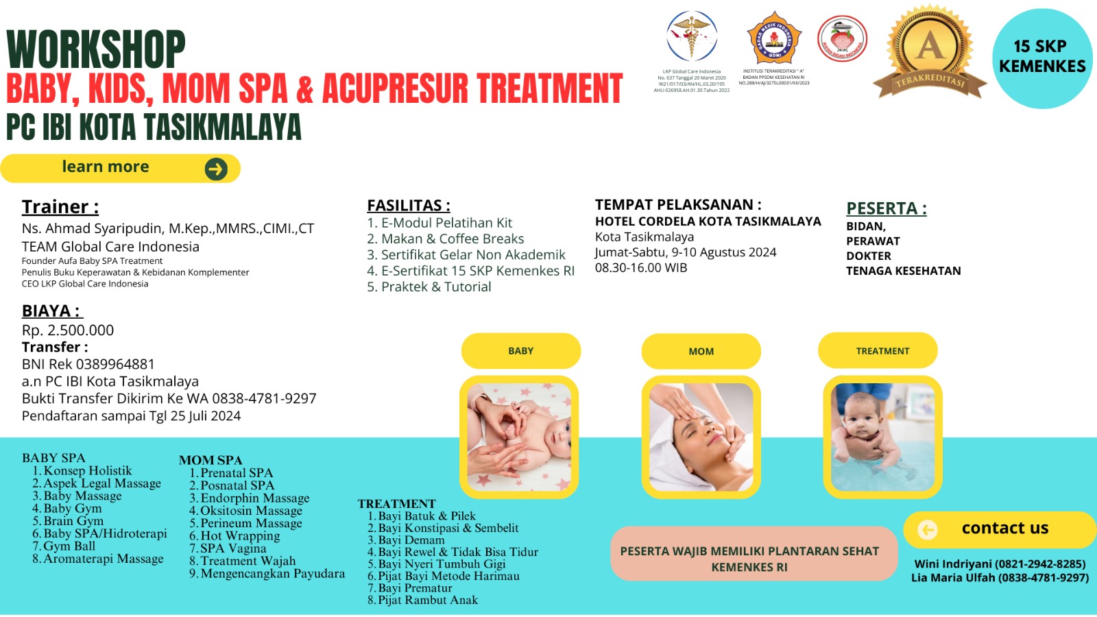 WORKSHOP BABY, KIDS, MOM SPA  ACUPRESUR TREATMENT