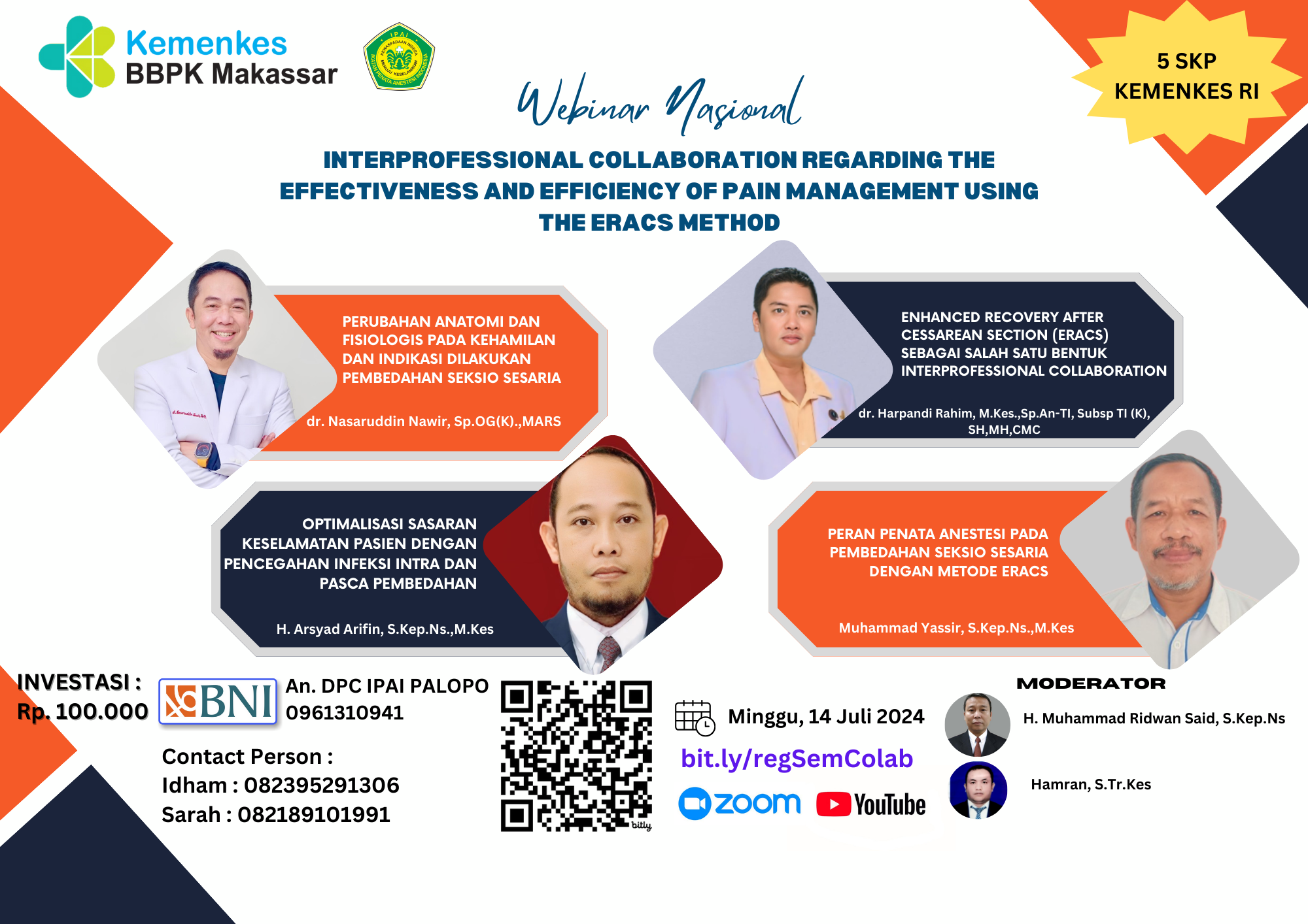Seminar Interprofesional Collaboration Regarding The Effectiveness and Efficiency of Pain Management Using the Eracs Method Kerja Sama dengan Ikatan Penata Anastesi Indonesia (IPAI) Sulawesi Selatan