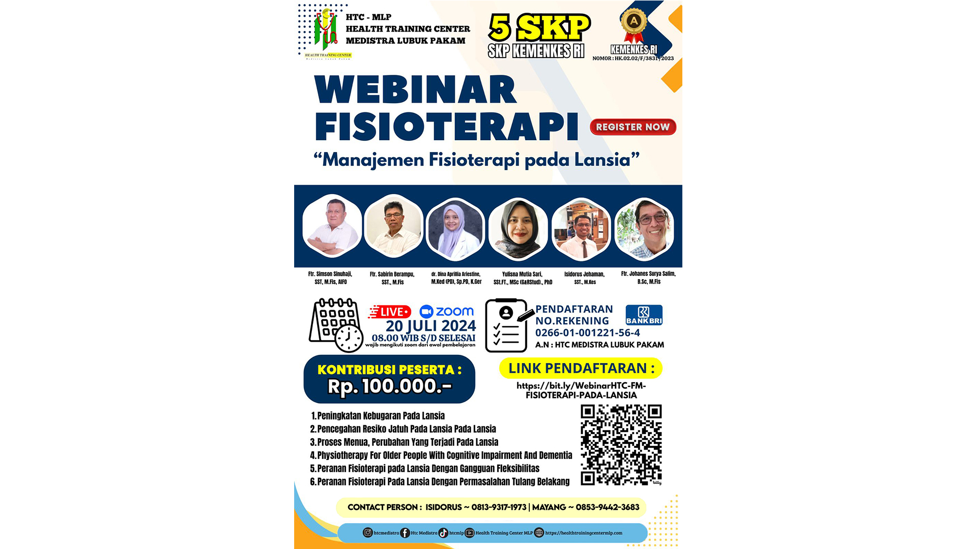 WEBINAR FISIOTERAPI MANAJEMEN FISIOTERAPI PADA LANSIA