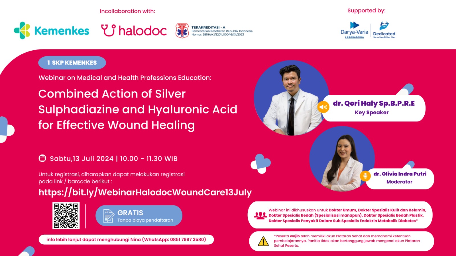 Webinar Halodoc Combined Action of Silver Sulphadiazine and Hyaluronic Acid for Effective Wound Healing