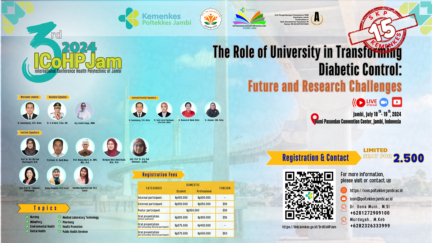 3rd International Conference Health Polytechnic of Jambi THE ROLE OF UNIVERSITY IN TRANSFORMING DIABETIC CONTROL  FUTURE AND RESEARCH CHALLENGES 