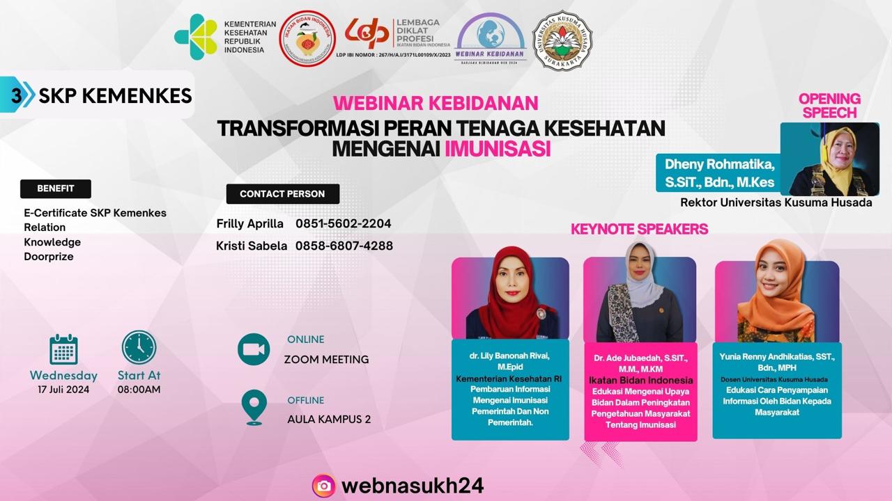 Webinar Transformasi Peran Tenaga Kesehatan Mengenai Imunisasi Univ Kusuma Husada Surakarta