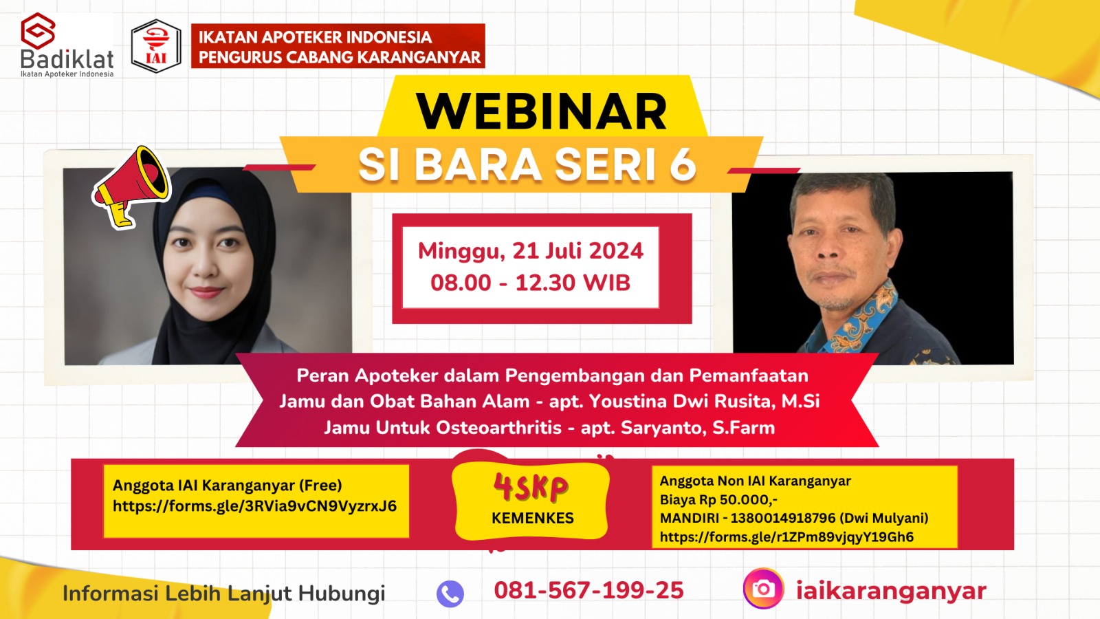 Webinar SIBARA Peran Apoteker Dalam Pengembangan Serta Pemanfaatan pada Jamu dan Produk Bahan Alam