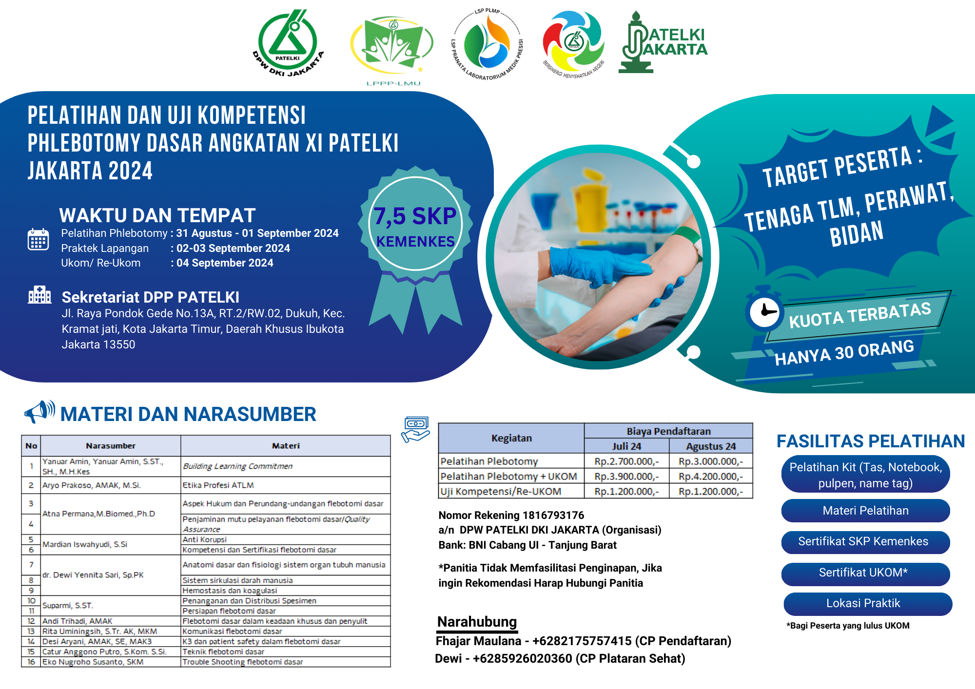 PELATIHAN FLEBOTOMI DASAR _DPW PATELKI DKI JAKARTA