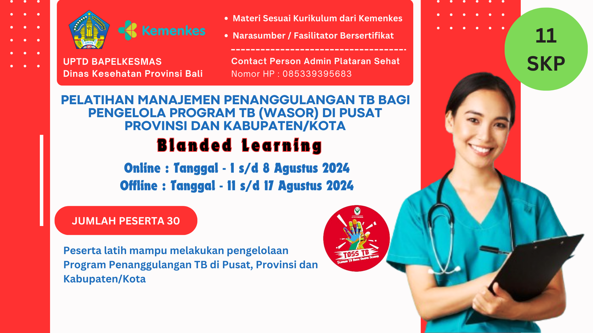 Pelatihan Manajemen Penanggulangan TB bagi Pengelola Program TB (Wasor) di Pusat Provinsi dan Kabupaten/Kota
