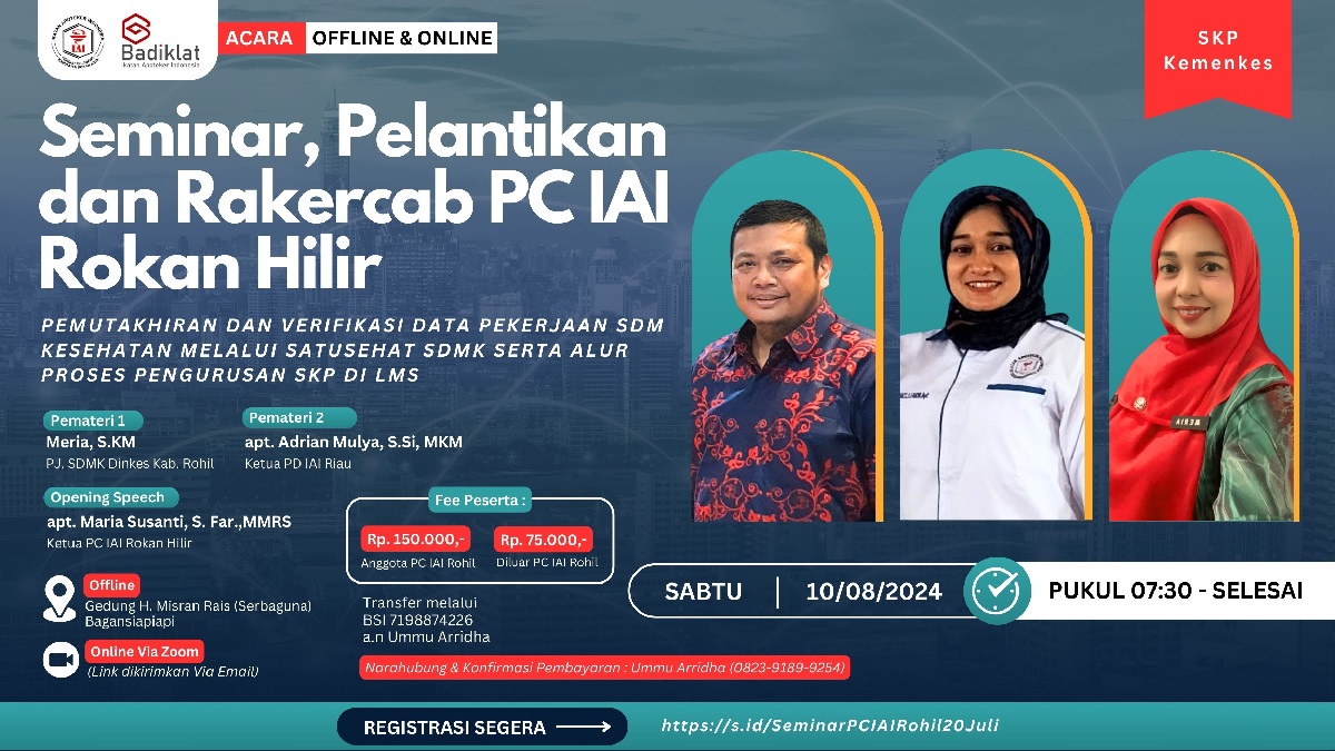SEMINAR PEMUTAKHIRAN DAN VERIFIKASI DATA PEKERJAAN SDM KESEHATAN MELALUI SATUSEHAT SDMK SERTA ALUR PROSES PENGURUSAN SKP DI LMS