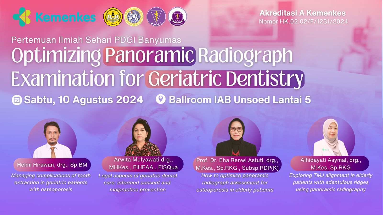 Seminar sehari  PDGI Banyumas Optimizing Panoramic Radiographic Examination for Geriatric Dentistry