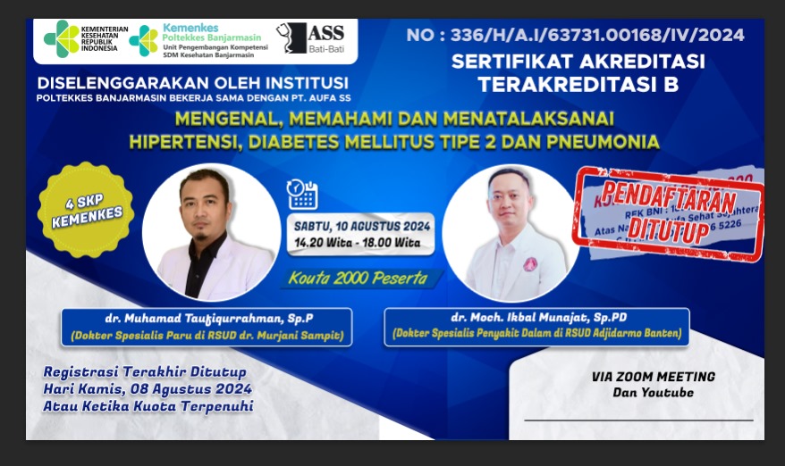 WEBINAR SABTU SEHAT CERIA SERIES 1 MENGENAL, MEMAHAMI DAN MENATALAKSANAI HIPERTENSI, DIABETES MELITUS TIPE 2 DAN PNEUMONIA