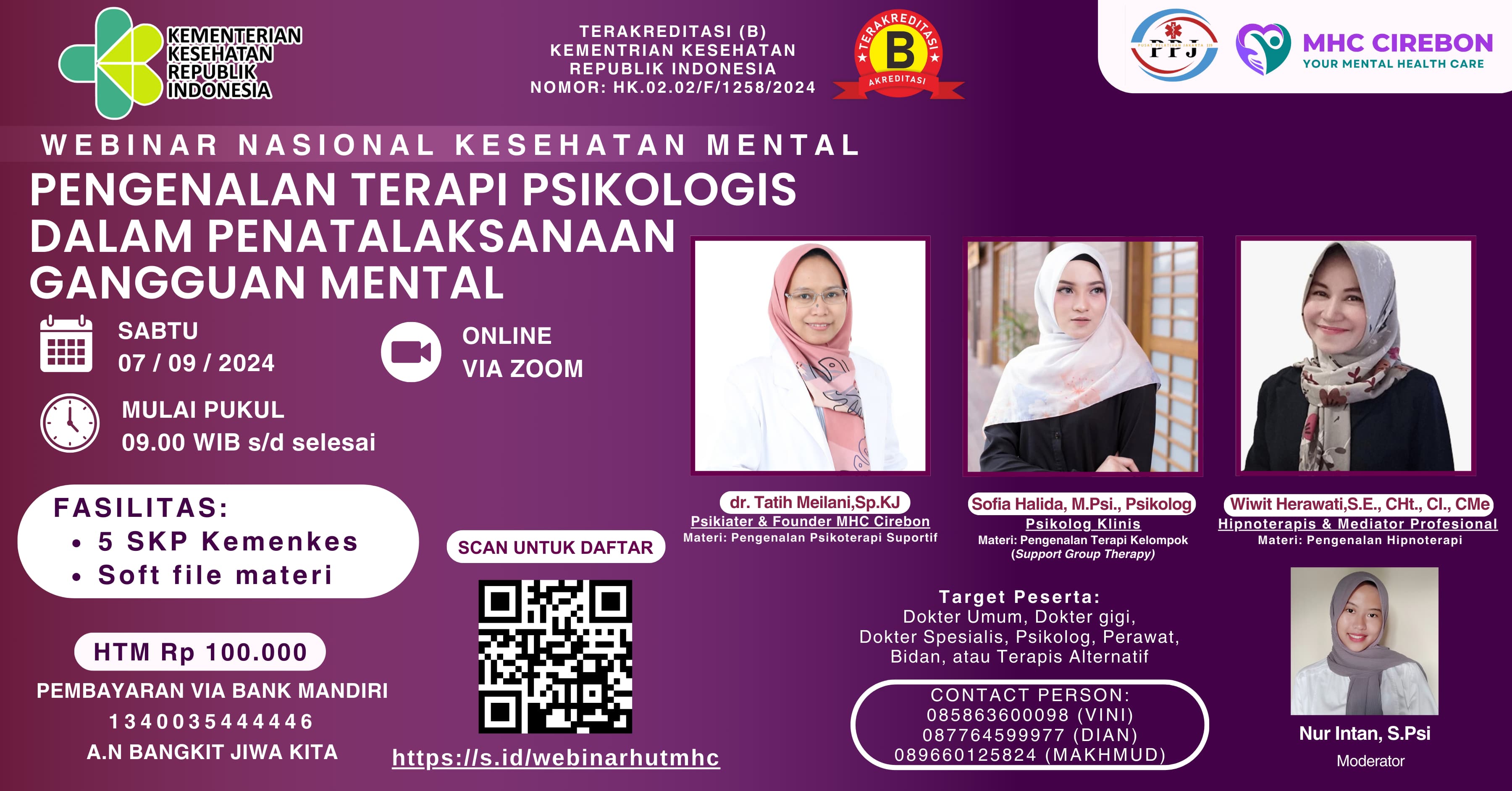 WEBINAR PENGENALAN TERAPI PSIKOLOGIS DALAM PENATALAKSANAAN GANGGUAN MENTAL