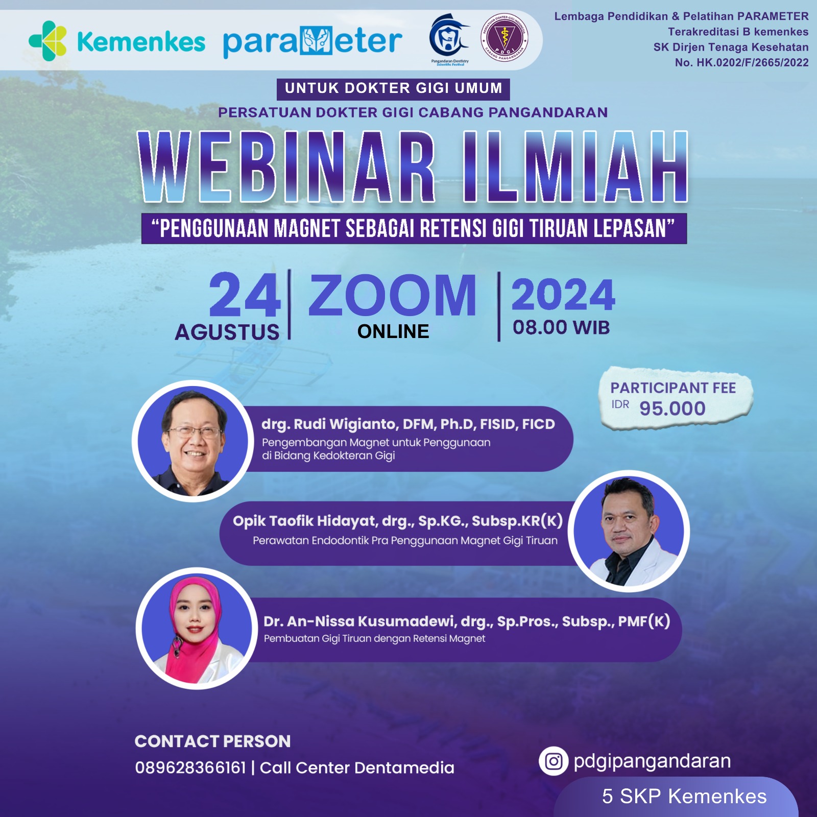 Seminar  Webinar (Hybrid) Penggunaan Magnet Sebagai Retensi Gigi Tiruan Lepasan