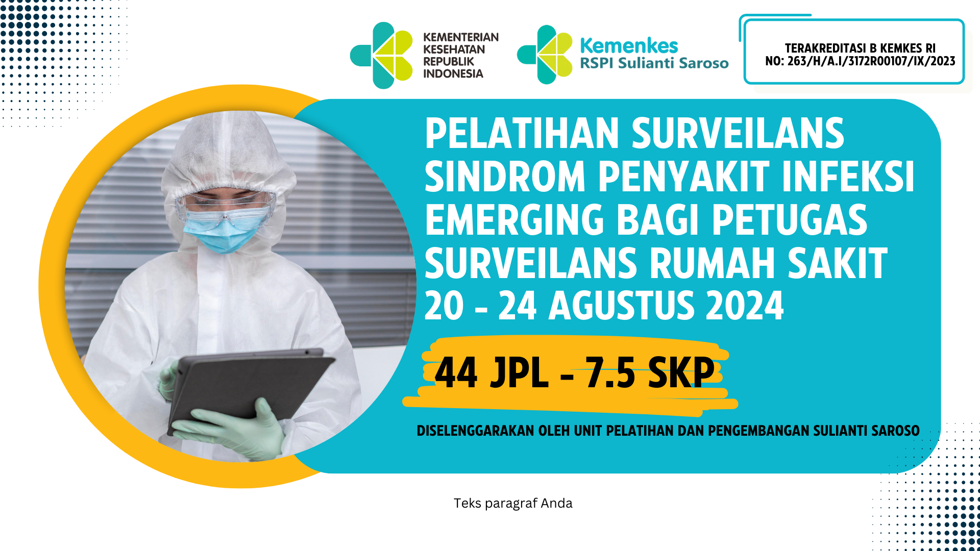 Pelatihan Surveilans Sindrom Penyakit Infeksi Emerging Bagi Petugas Surveilans Rumah Sakit