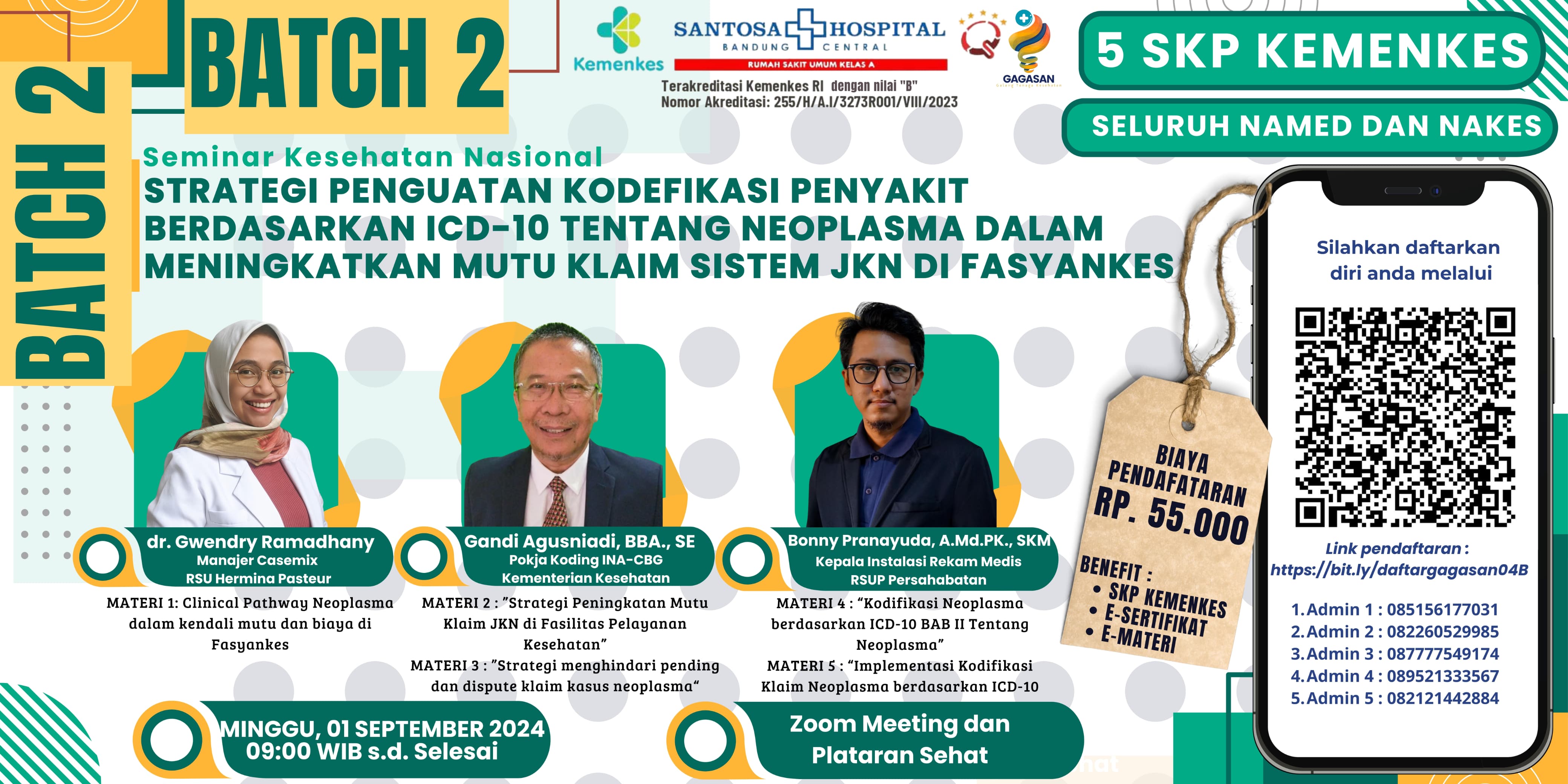 WEBINAR STRATEGI PENGUATAN KODIFIKASI PENYAKIT BERDASARKAN ICD-10 TENTANG NEOPLASMA DALAM MENINGKATKAN MUTU KLAIM SISTEM JAMINAN KESEHATAN NASIONAL DI FASYANKES Batch 2 (Bekerjasama dengan Galang Tenaga Kesehatan Indonesia) 