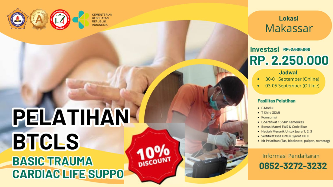 Pelatihan Basic Trauma Cardiac Life Support (BTCLS) di Makassar