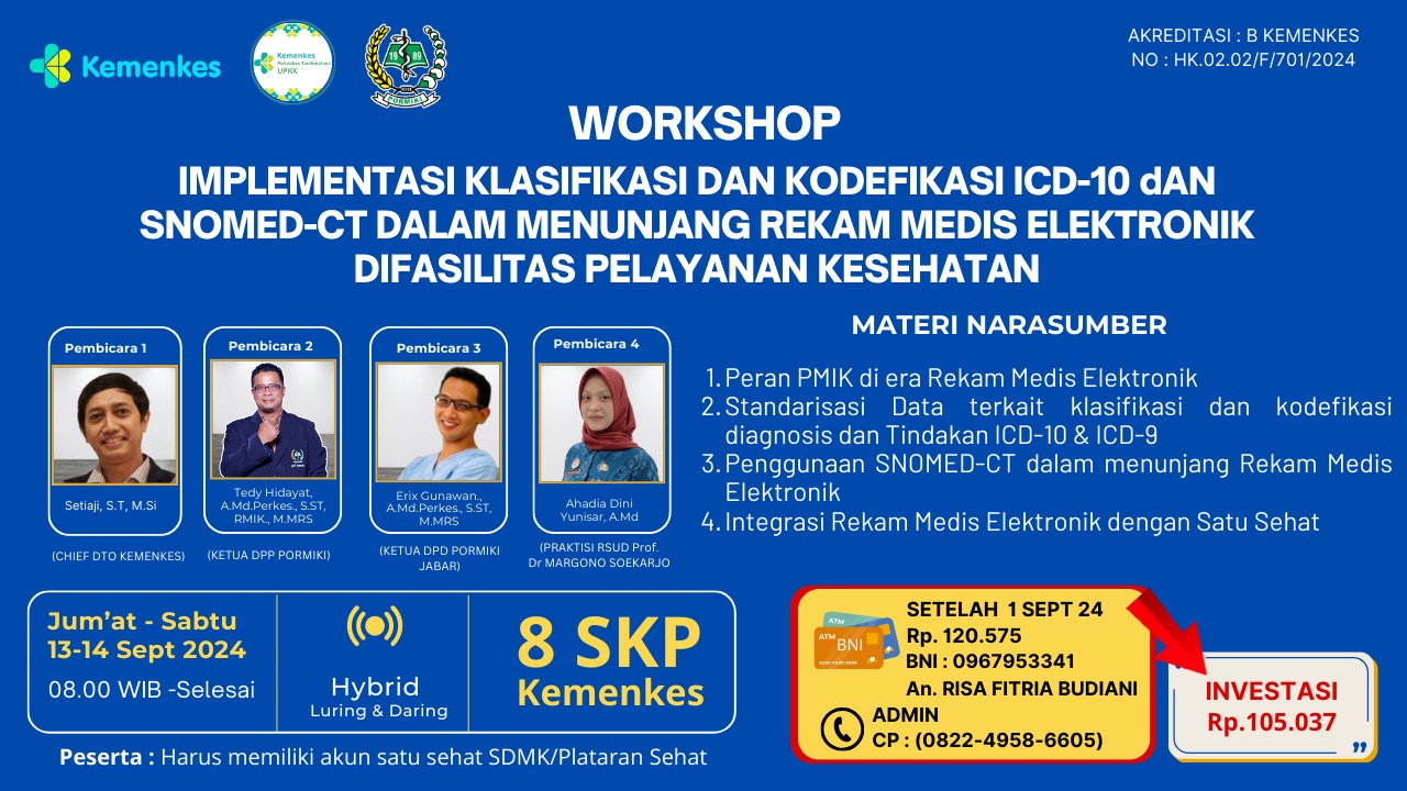 IMPLEMENTASI KLASIFIKASI DAN KODEFIKASI PENYAKIT DAN TINDAKAN ICD-10 SERTA SNOMED-CT DALAM MENUNJANG REKAM MEDIS ELEKTRONIK DIFASILITAS PELAYANAN KESEHATAN