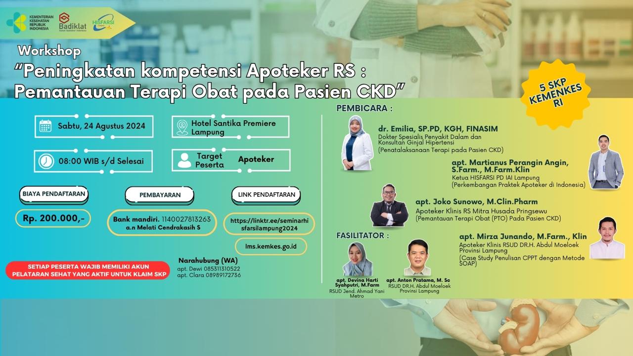 Workshop Peningkatan Kompetensi Apoteker Rumah Sakit Pemantauan Terapi Obat Pada Pasien CKD