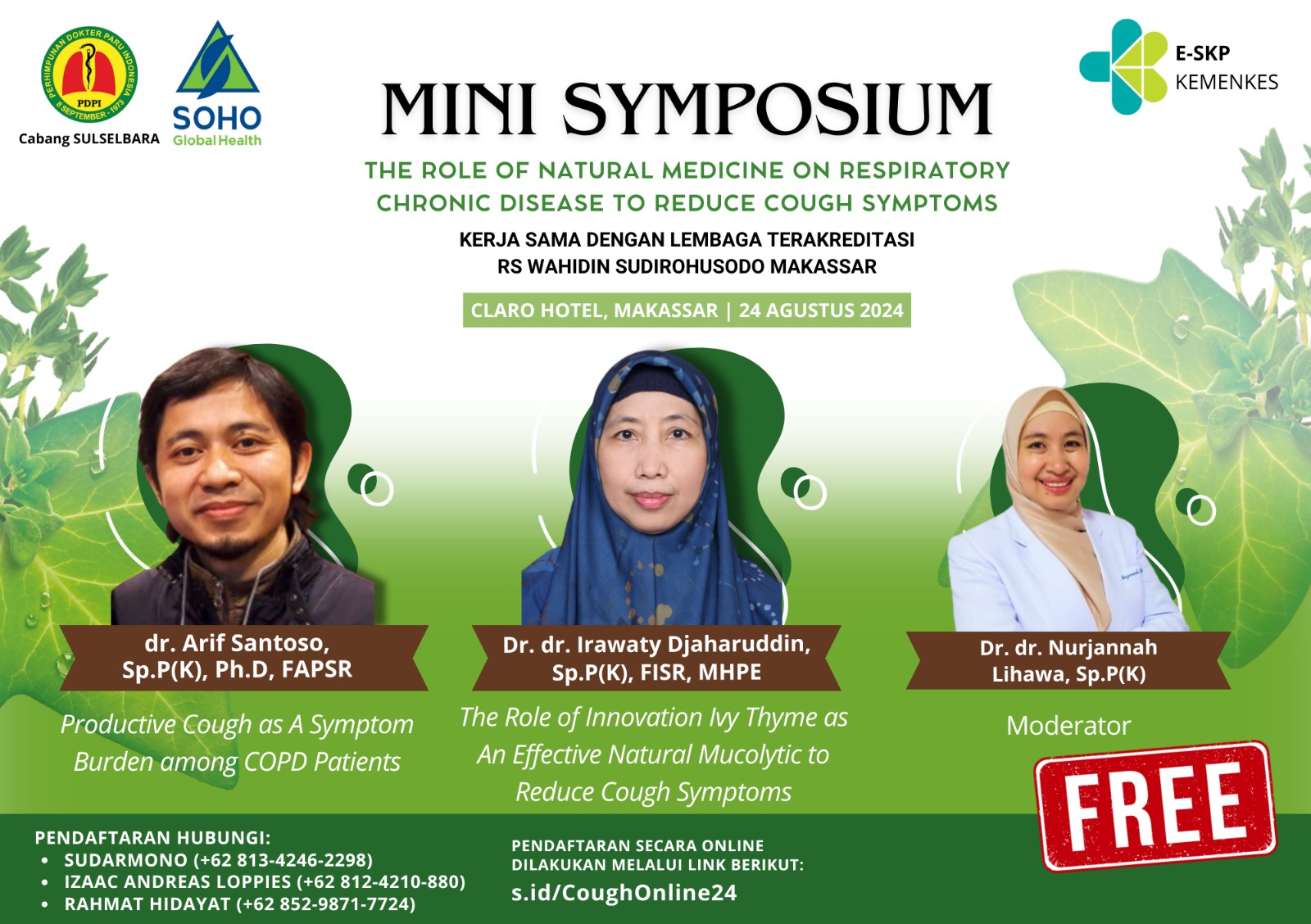 Mini Symposium The Role of Natural Medicine on Respiratory Chronic Disease to Reduce Cough Symptoms
