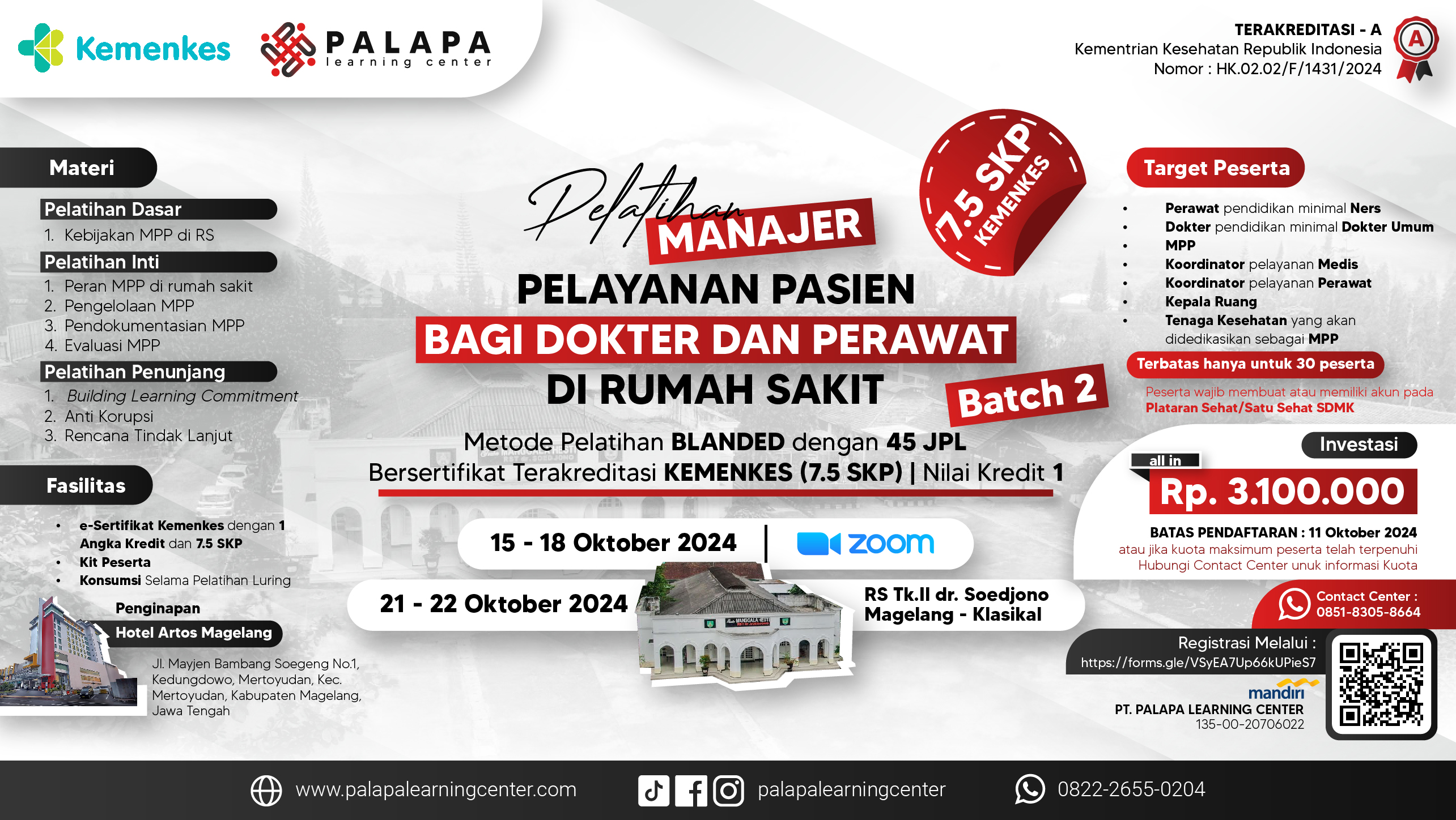 Pelatihan Manajer Pelayanan Pasien (MPP) Bagi Dokter dan Perawat di Rumah Sakit Batch 2