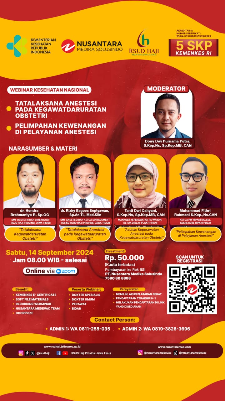 WEBINAR SERI 1 Improvement of Advance Competencies of Nurses in Sedation and Anesthesia Services