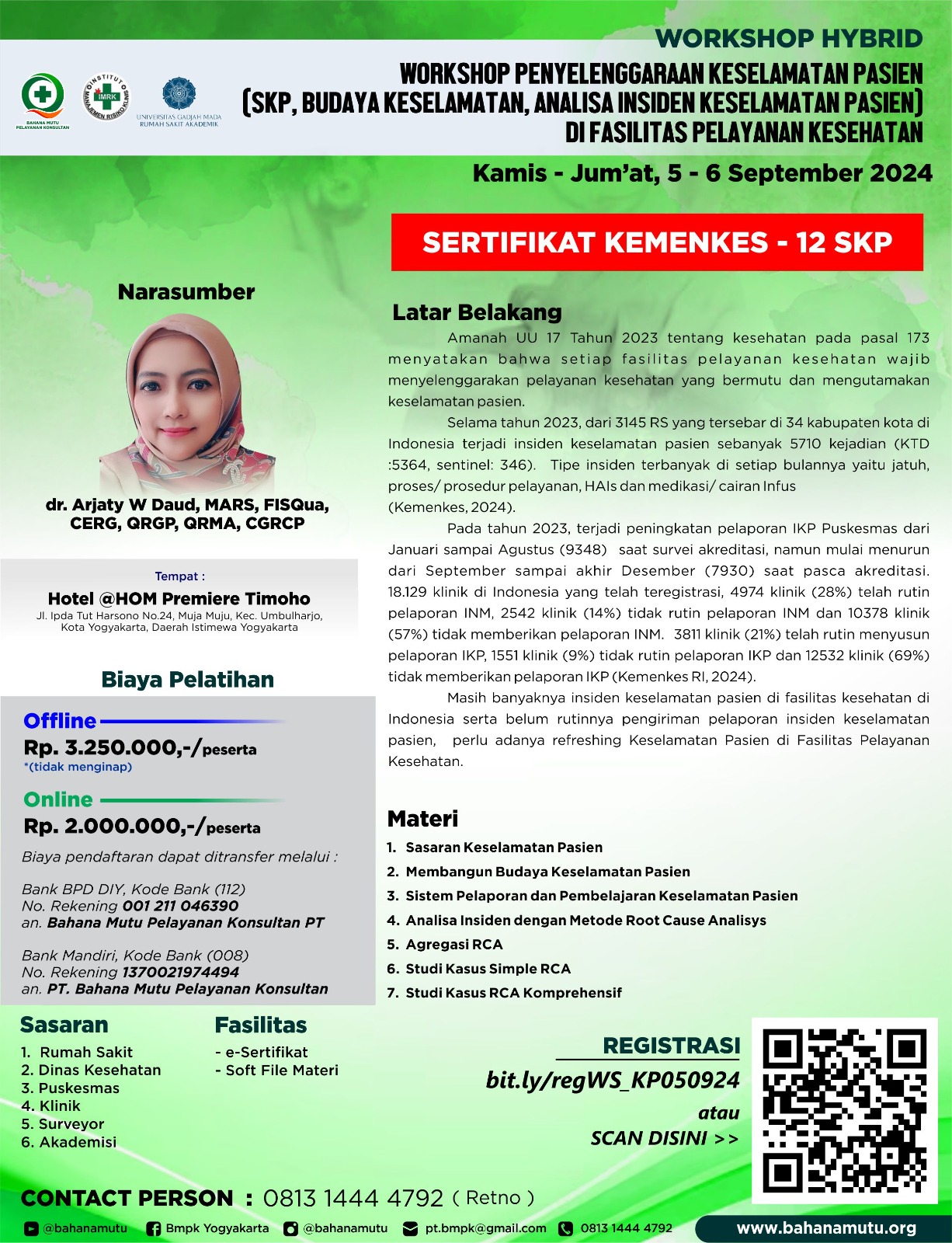 Workshop Penyelenggaraan Keselamatan Pasien Di Fasilitas Pelayanan Kesehatan