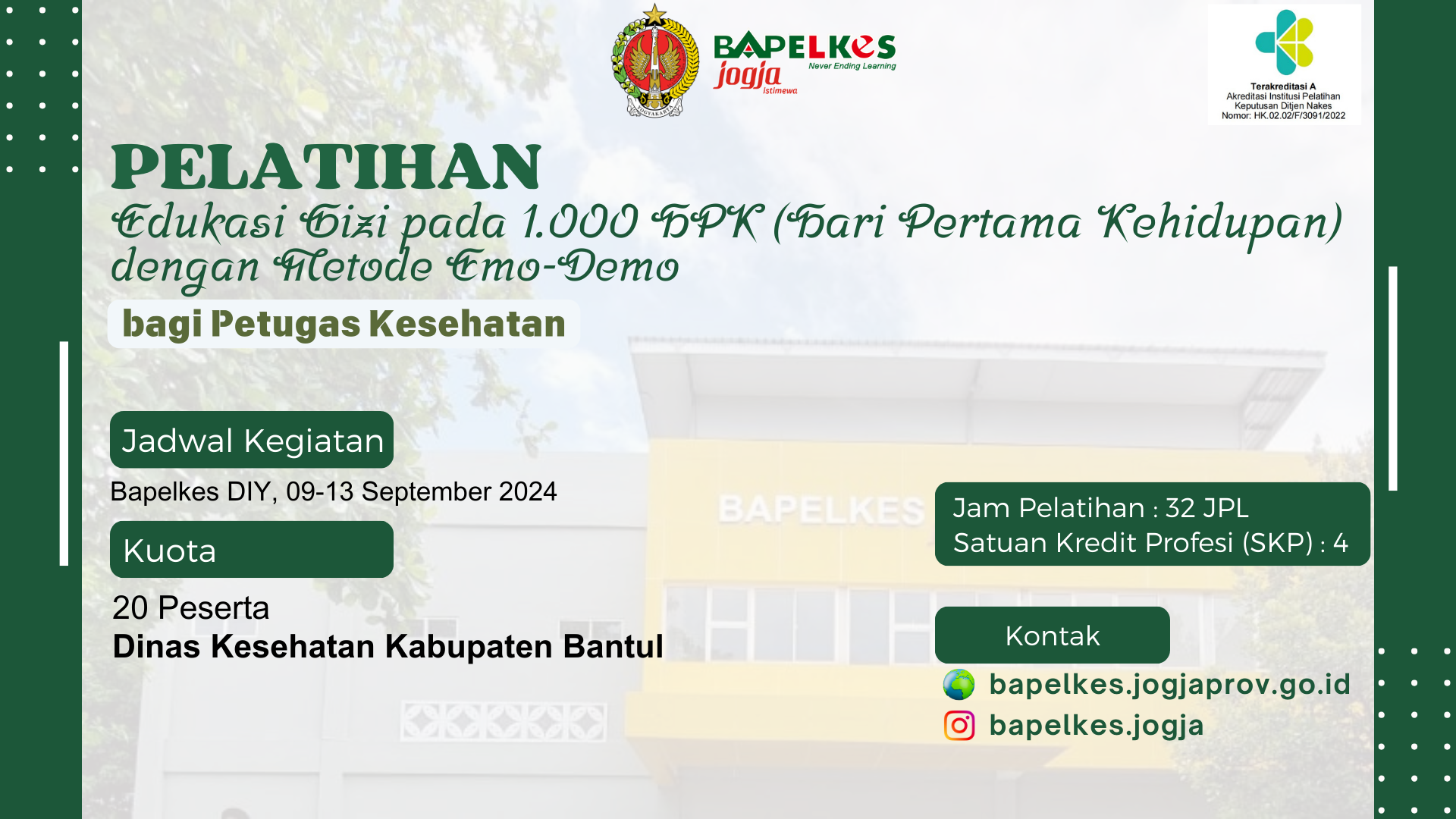 Pelatihan Edukasi Gizi pada 1.000 HPK (Hari Pertama Kehidupan) dengan Metode Emo-Demo bagi Petugas Kesehatan