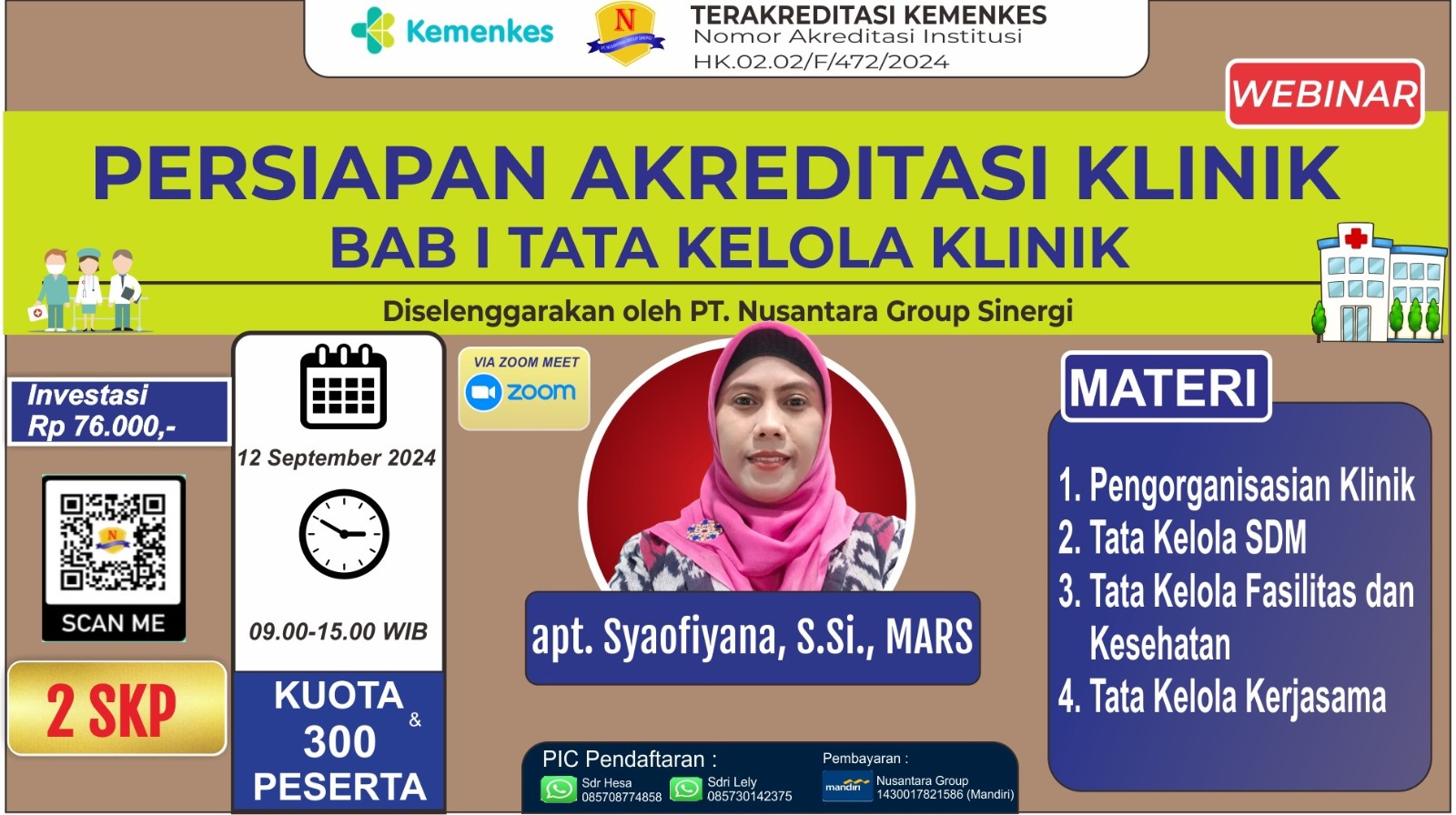 Webinar Persiapan Akreditasi Klinik Bab I Tata Kelola Klinik (TKK)