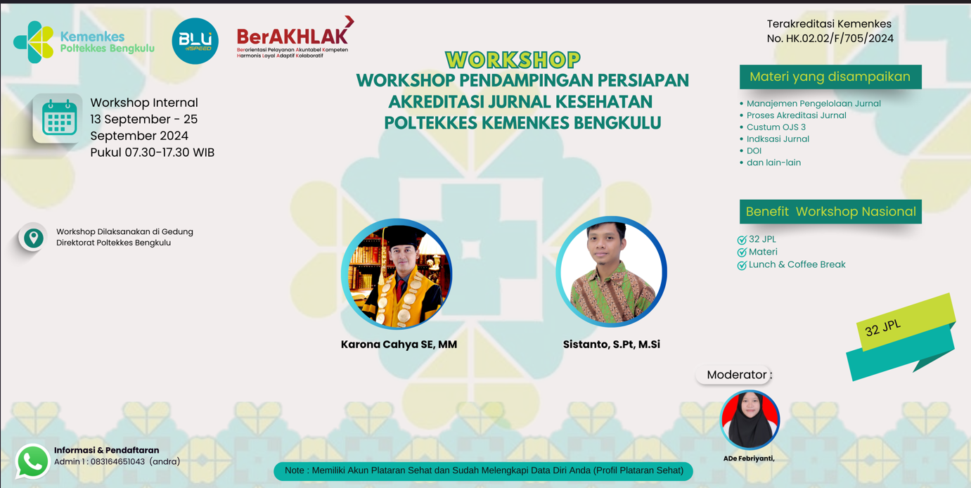 WORKSHOP PENDAMPINGAN PERSIAPAN AKREDITASI JURNAL KESEHATAN POLTEKKES KEMENKES BENGKULU