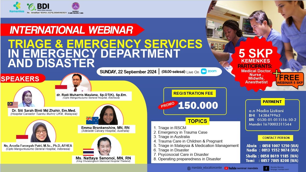 WEBINAR BDI - MANDALA - Triage  Emergency Service In Emergency Department And Disaster 