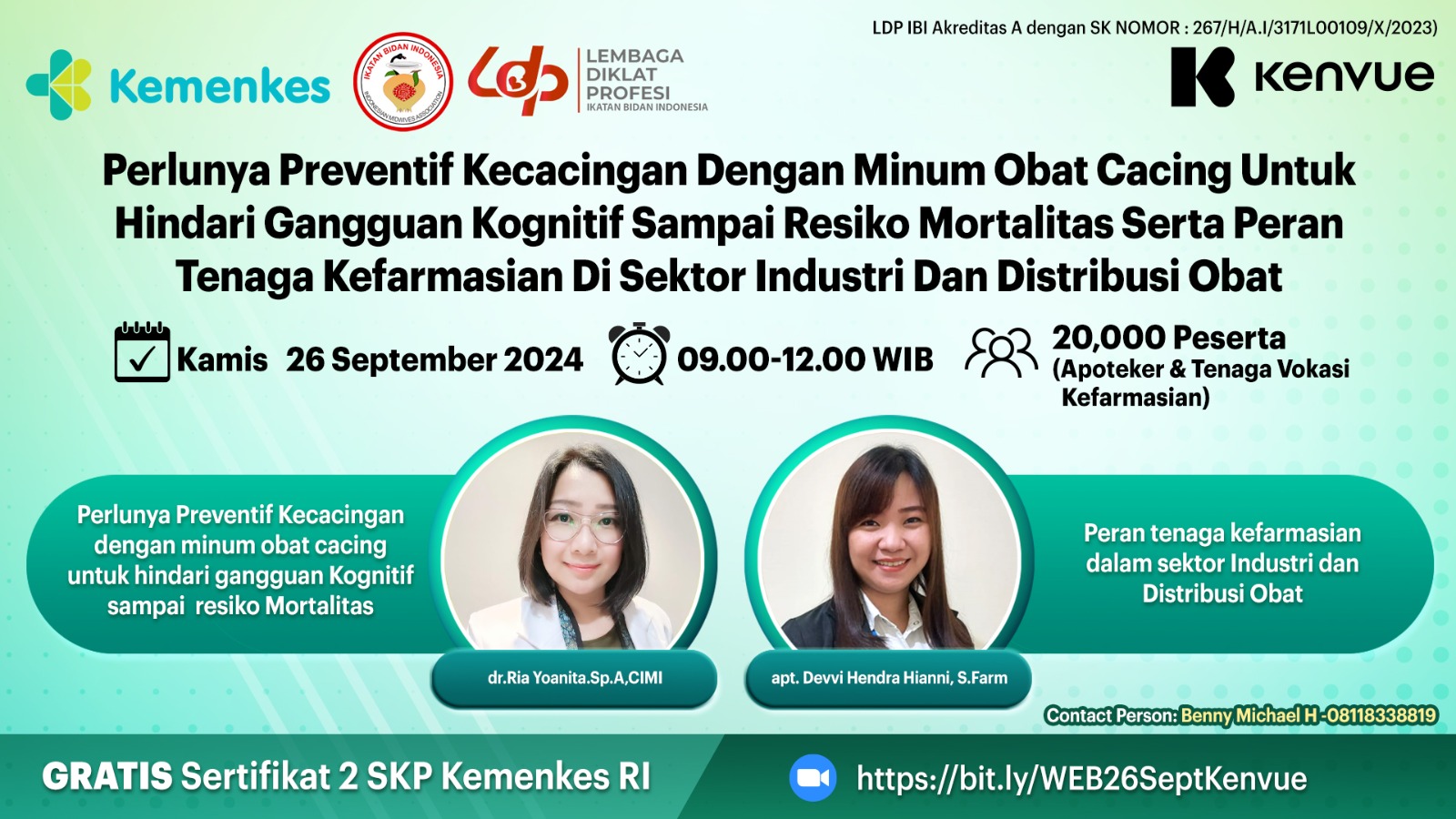 Perlunya Preventif Kecacingan dengan minum obat cacing untuk hindari gangguan Kognitif sampai resiko Mortalitas serta peran Tenaga Kefarmasian di sektor Industri dan distribusi obat .