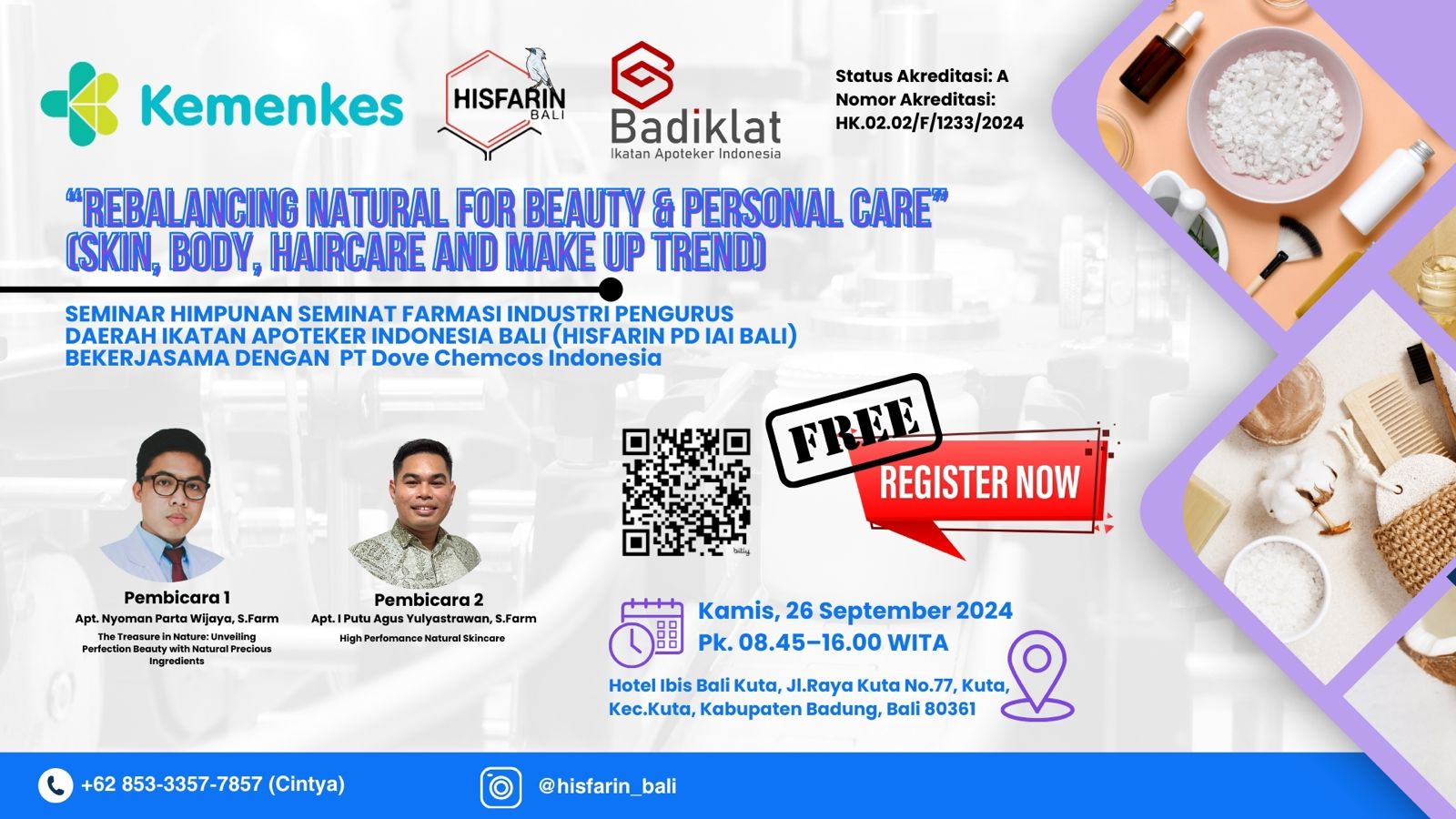 Seminar Rebalancing Natural for Beauty Personal Care (Skin, Body, Haircare and Make Up Trend)