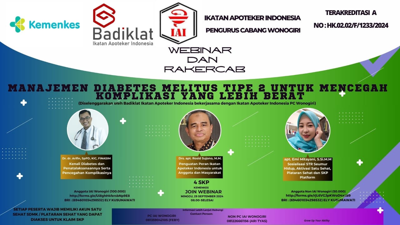 Webinar RAKERCAB PC IAI Wonogiri Managemen Diabetes Melitus Tipe 2 untuk Mencegah Komplikasi yang Lebih Berat