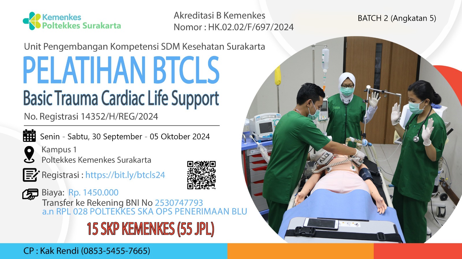 Pelatihan Basic Trauma Cardiac Life Support (BTCLS) Poltekkes Kemenkes Surakarta Angkatan 5 Tahun 2024
