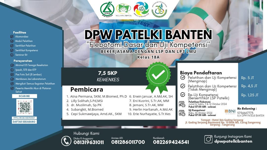PELATIHAN FLEBOTOMI DASAR_Kelas 18A_DPW PATELKI BANTEN
