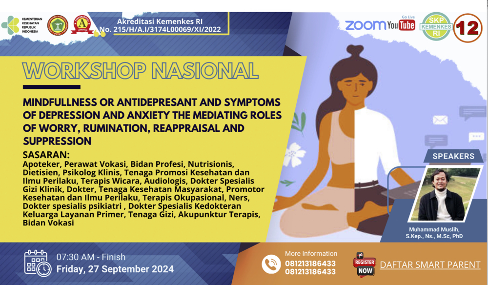 Mindfullnes Or Antidepressant And Symptoms Of Depression And Anxiety The Mediating Roles Of Worry, Rumination, Reappraisal And Suppression Batch 2