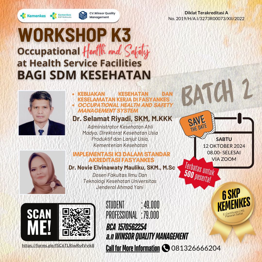Workshop Occupational Health and Safety At Health Service Facilities bagi SDM Kesehatan Batch 2
