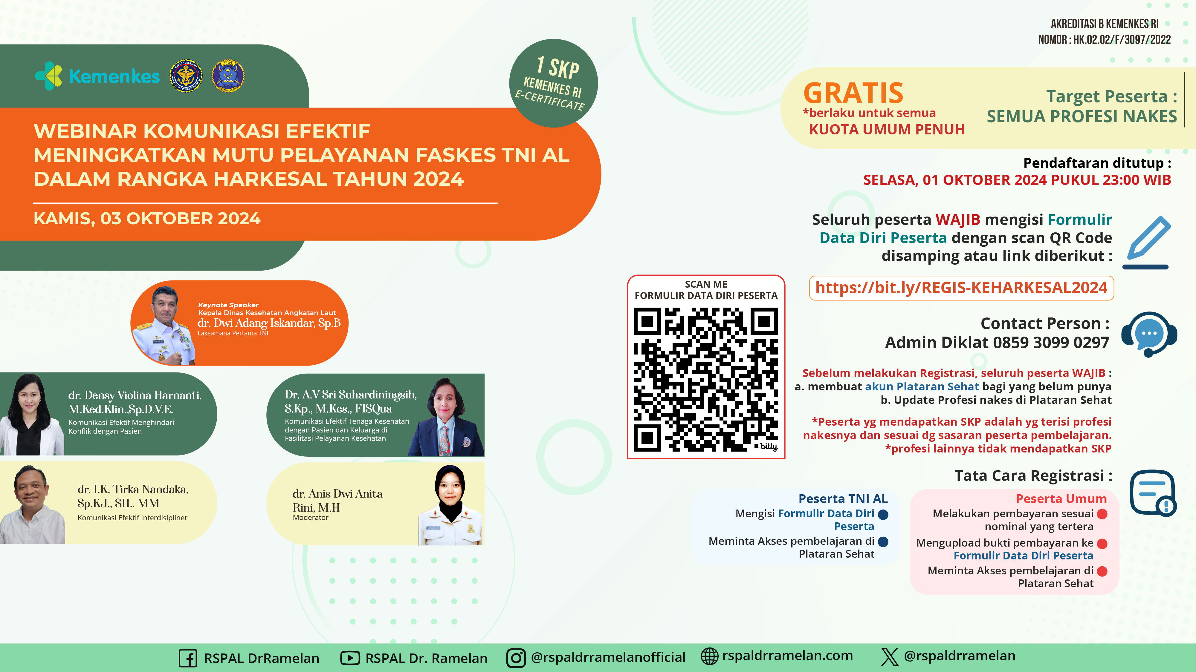 Webinar Komunikasi Efektif Meningkatkan Mutu Pelayanan Faskes TNI AL Dalam Rangka HARKESAL Tahun 2024