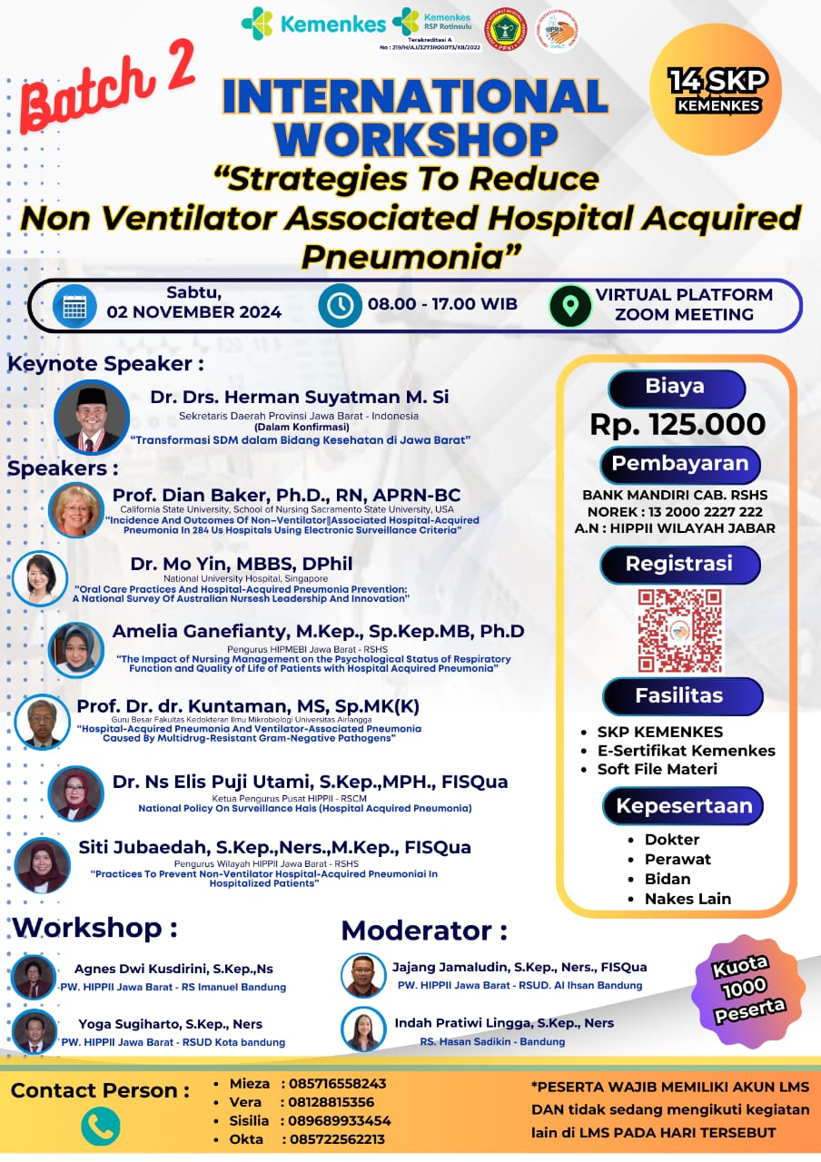 Workshop International Strategies To Reduce NonVentilator-Associated Hospital-Acquired Pneumonia - Batch 2