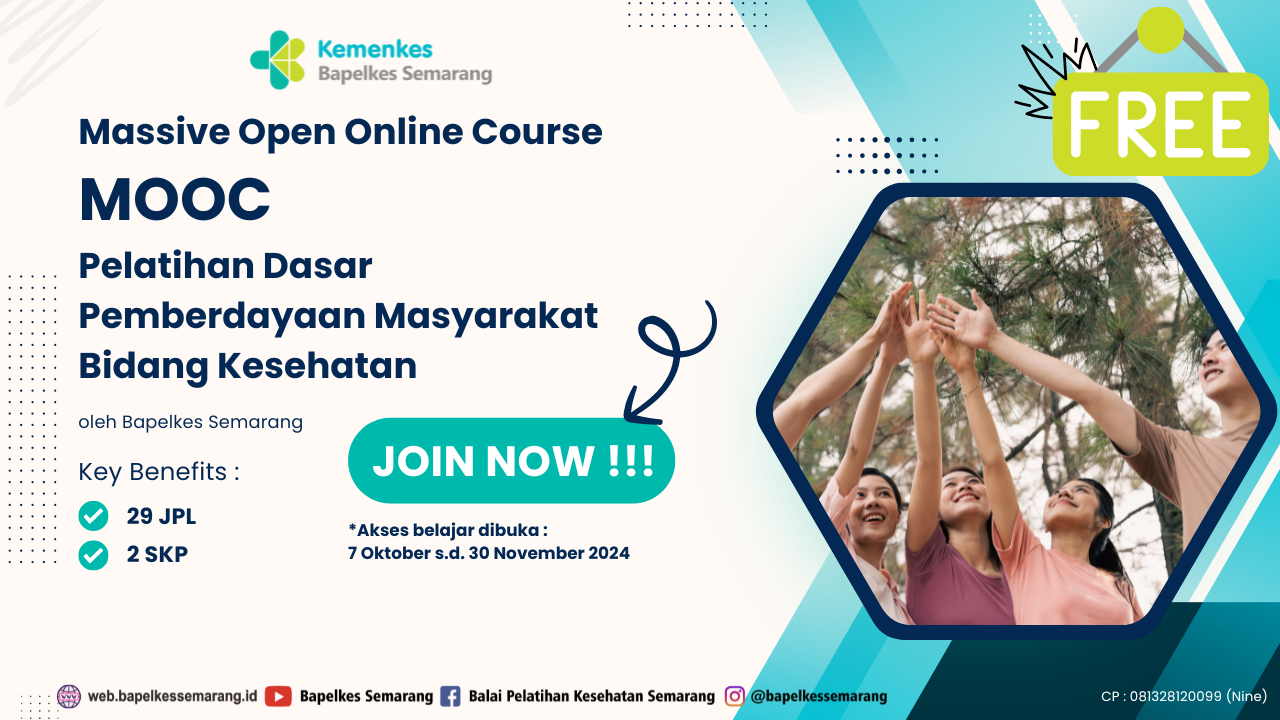Massive Open Online Course (MOOC) Pelatihan Dasar Pemberdayaan Masyarakat Bidang Kesehatan Tahun 2024