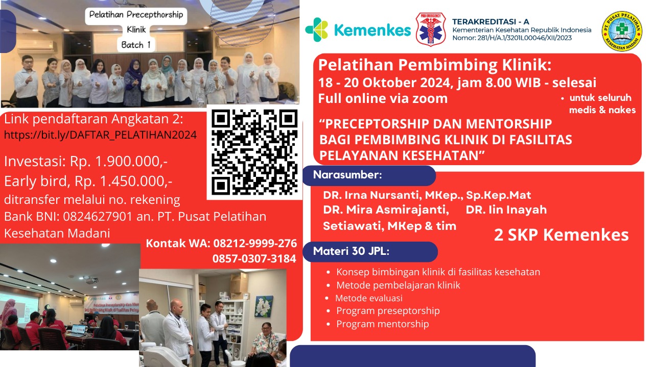 Pelatihan Preceptorship dan Mentorship Bagi Pembimbing Klinik di Fasilitas Pelayanan Kesehatan