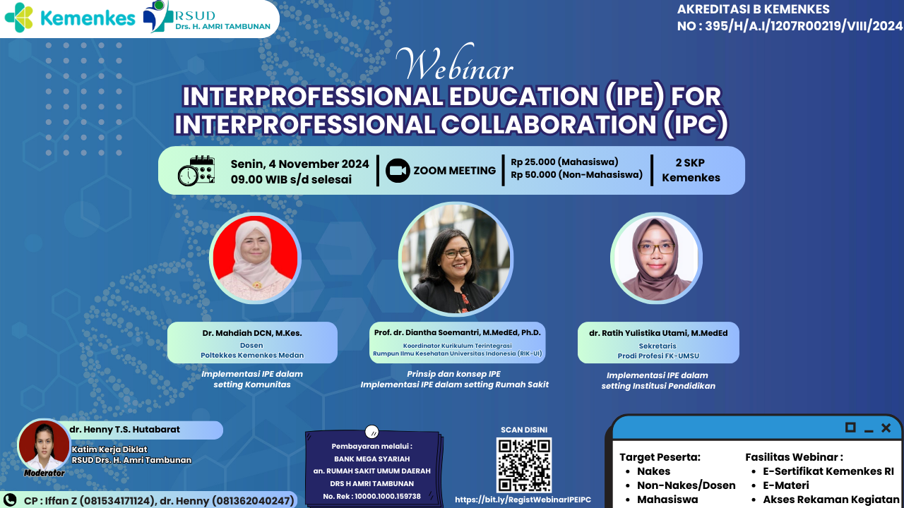 WEBINAR INTERPROFESSIONAL EDUCATION (IPE) FOR INTERPROFESSIONAL COLLABORATION(IPC)