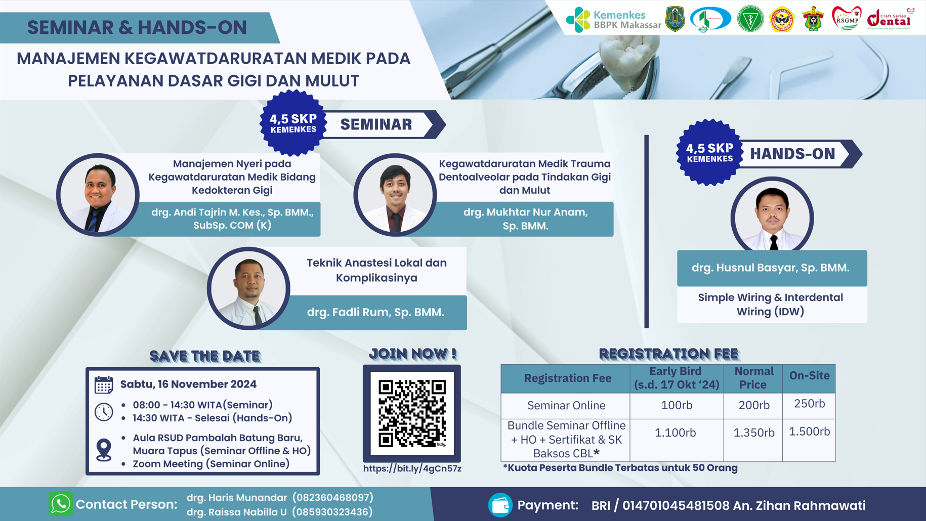 Hands On Dental Craft Series Manajemen Kegawatdaruratan Medik Pada Pelayanan Dasar Gigi dan Mulut Kerja Sama dengan RSGMP Unhas